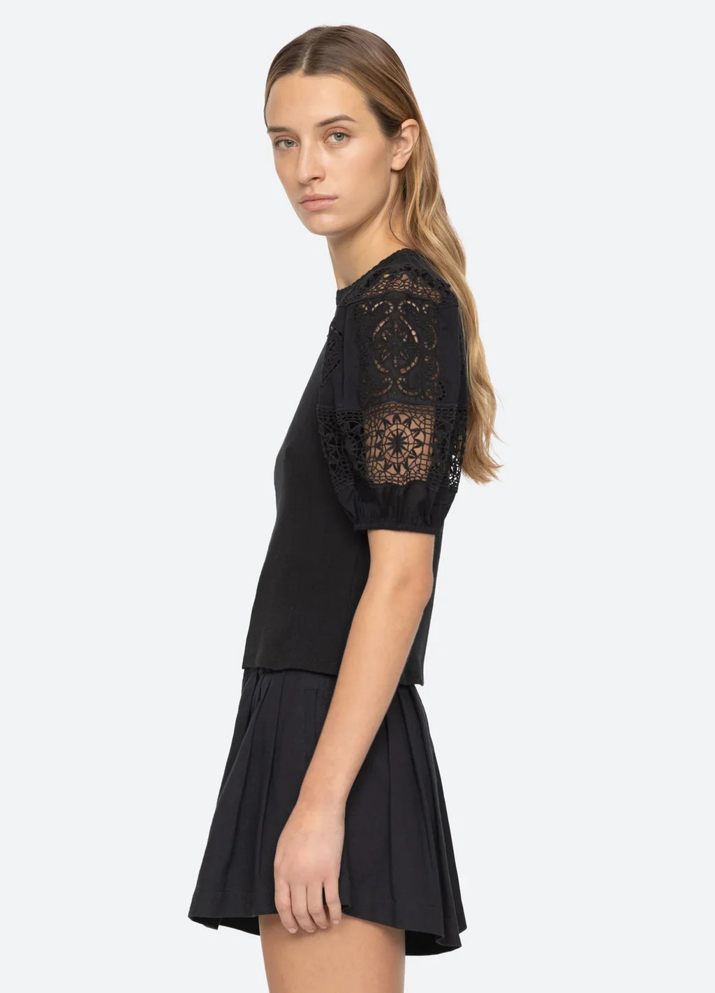 Dahlia Eyelet Combo Tee