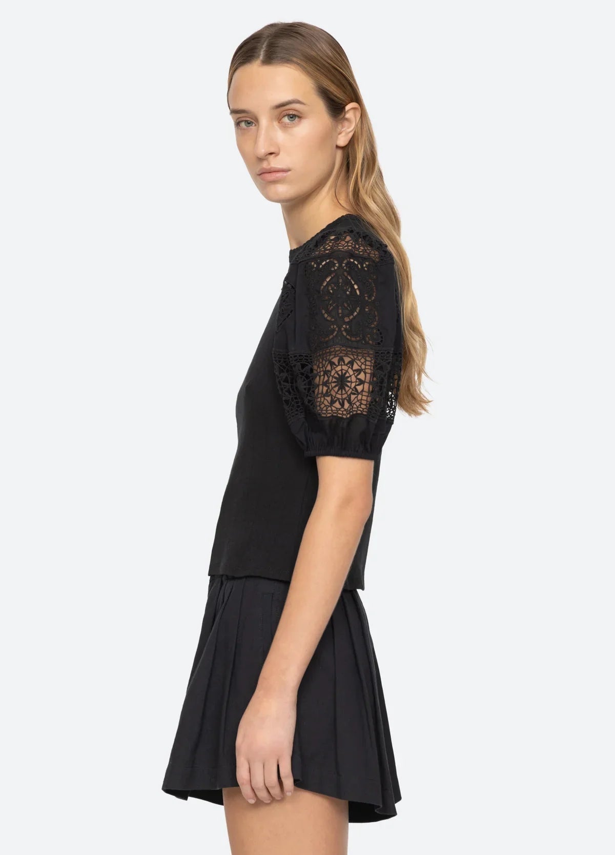 Dahlia Eyelet Combo Tee