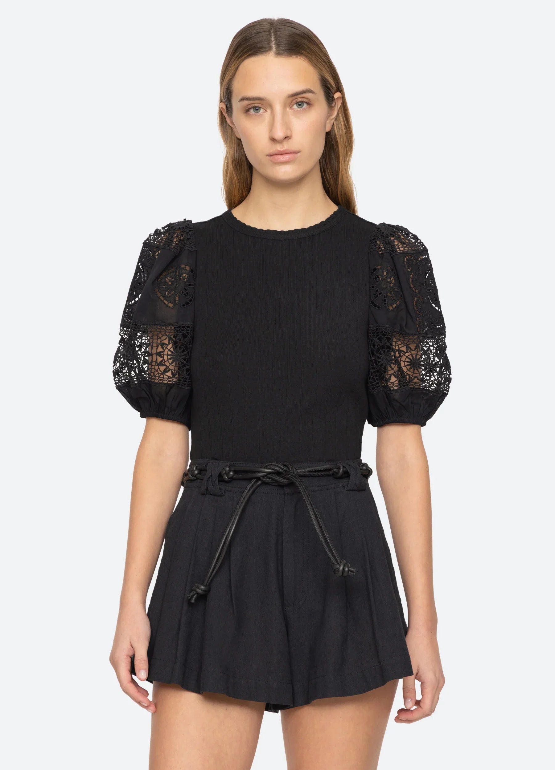 Dahlia Eyelet Combo Tee
