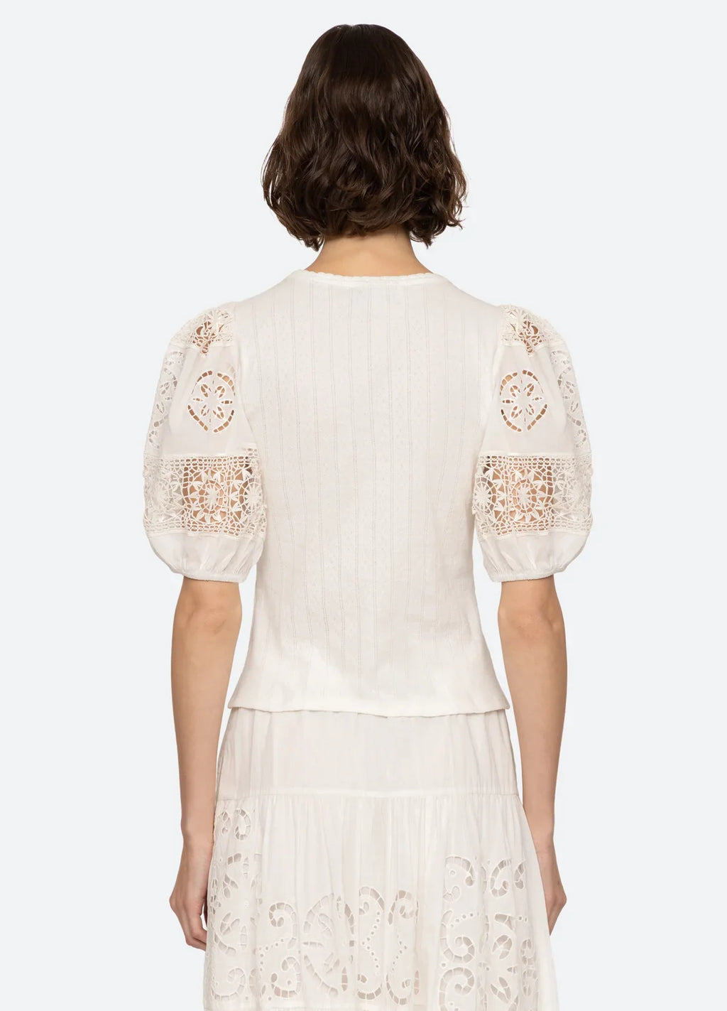 Dahlia Eyelet Combo Tee
