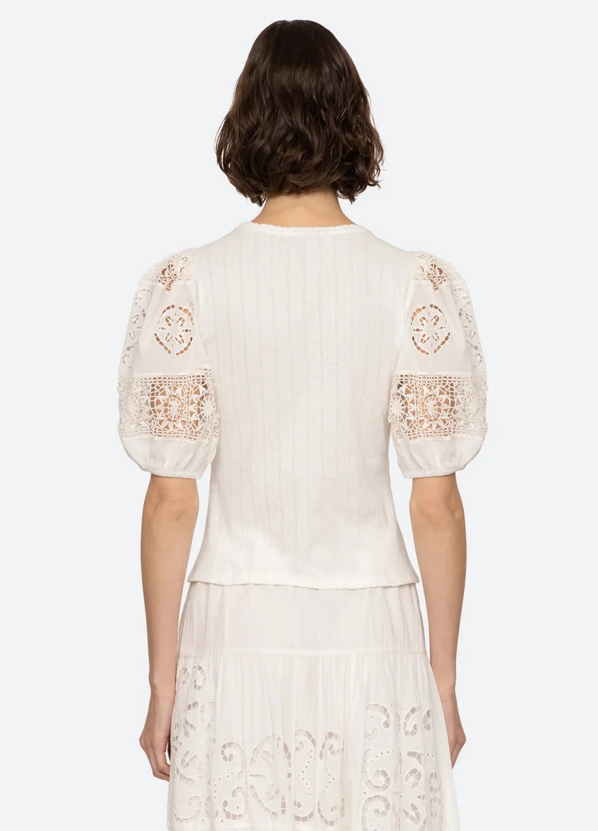 Dahlia Eyelet Combo Tee