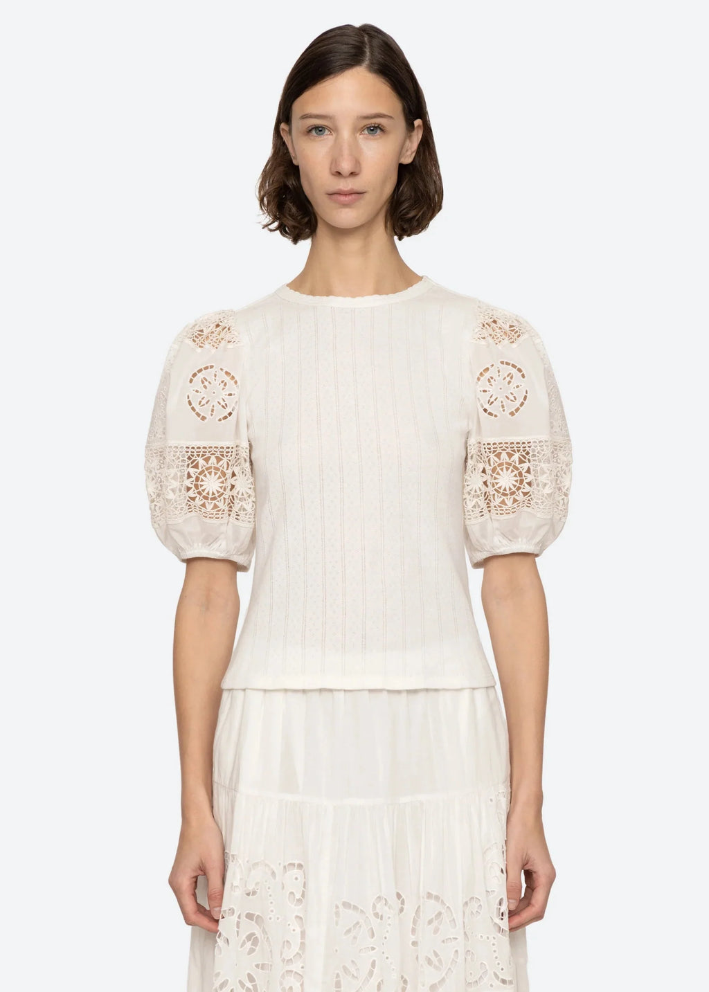 Dahlia Eyelet Combo Tee