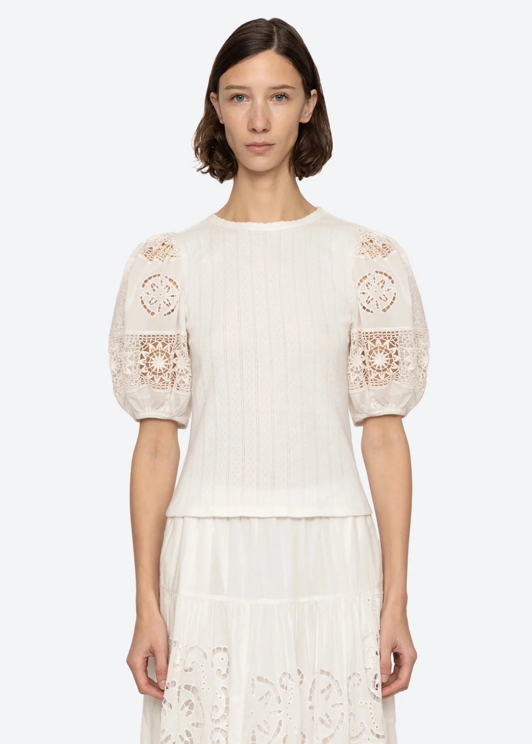Dahlia Eyelet Combo Tee