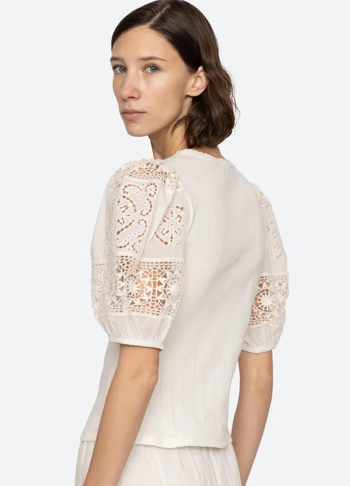 Dahlia Eyelet Combo Tee
