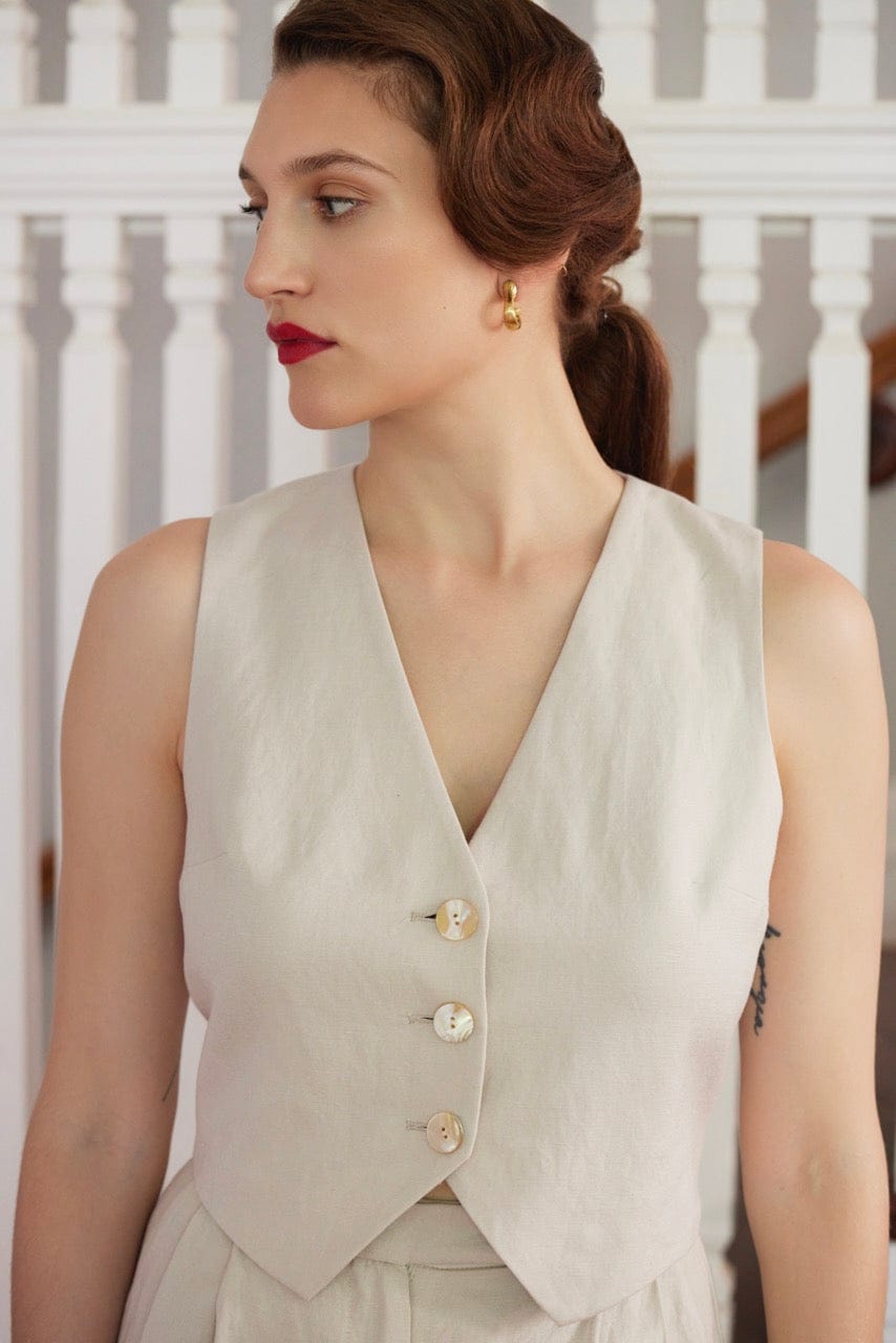 Diane Vest in Linen Blend